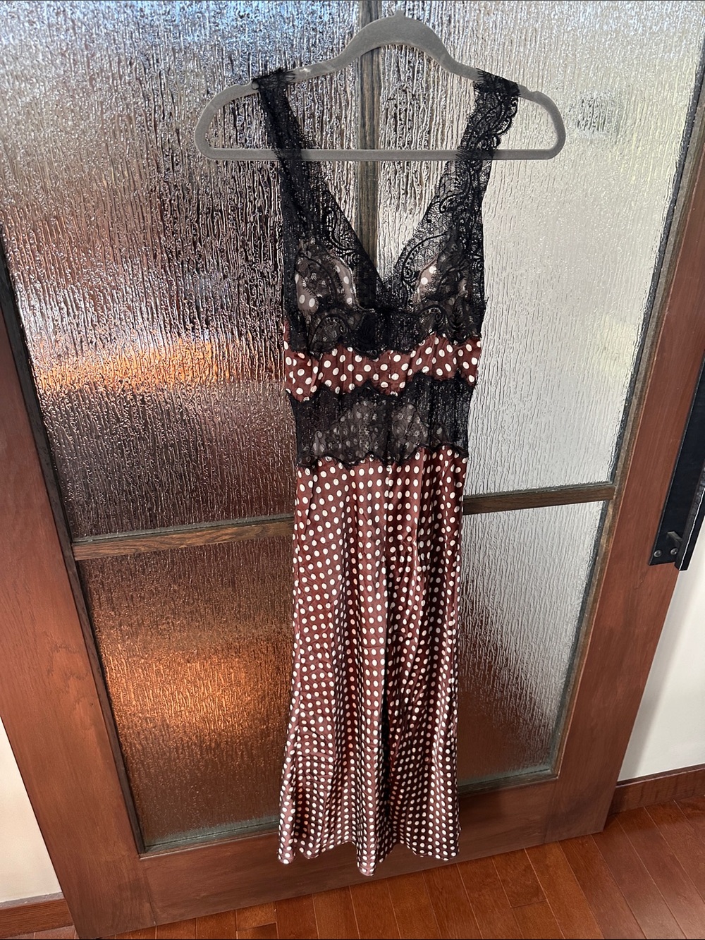 Ronny Kobo Holiday V-Neck Lace-Trim Midi Dress Polka Dot size XS - Picture 10 of 12